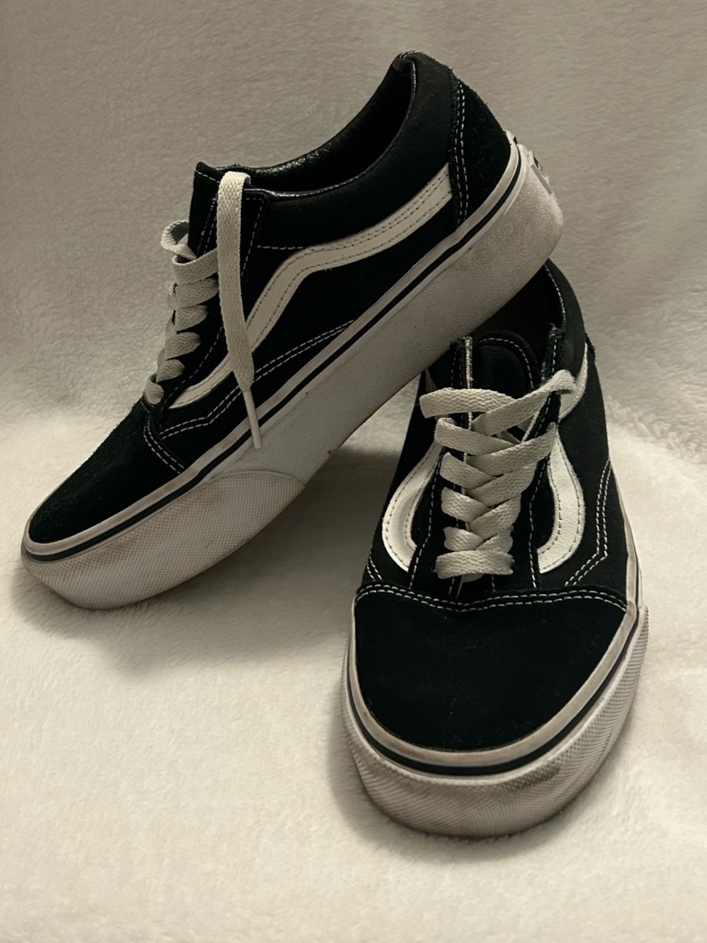 Vans Black and White Old Skool Platform Sneakers